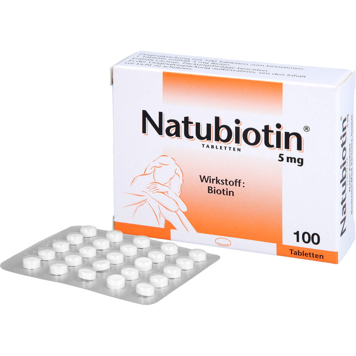 Natubiotin 5 mg Tabletten zur Vorbeugung eines Biotin-Mangels, 100 St. Tabletten