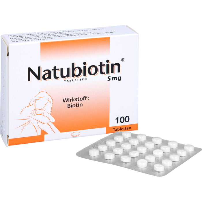 Natubiotin 5 mg Tabletten zur Vorbeugung eines Biotin-Mangels, 100 St. Tabletten