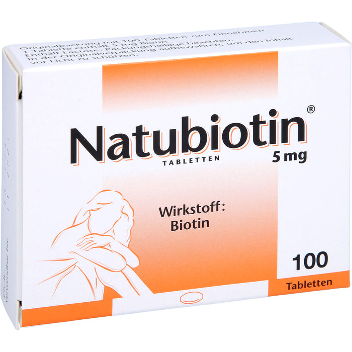 Natubiotin 5 mg Tabletten zur Vorbeugung eines Biotin-Mangels, 100 St. Tabletten
