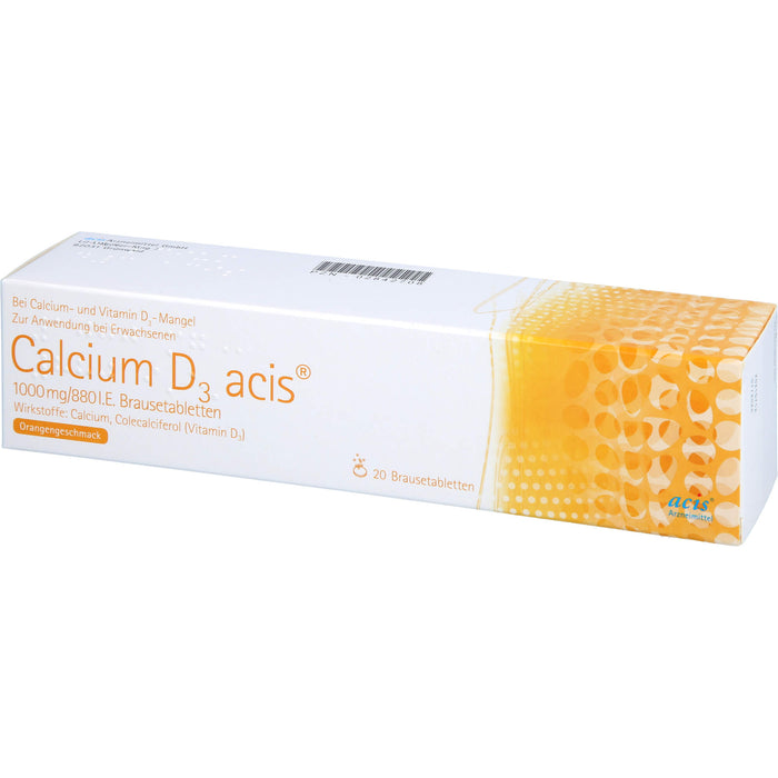 Acis Calcium D3 1000 mg/880 I.E. Brausetabletten mit Orangengeschmack, 20 St. Tabletten