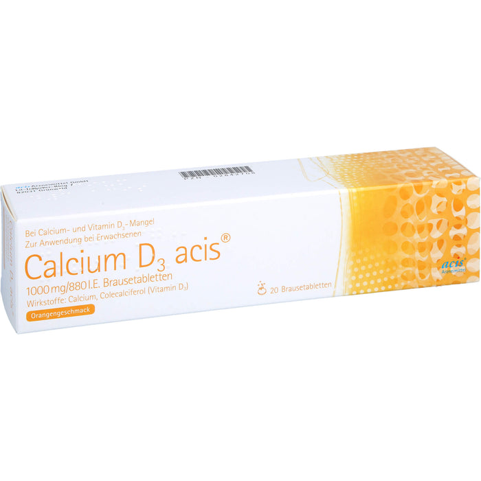 Acis Calcium D3 1000 mg/880 I.E. Brausetabletten mit Orangengeschmack, 20 St. Tabletten