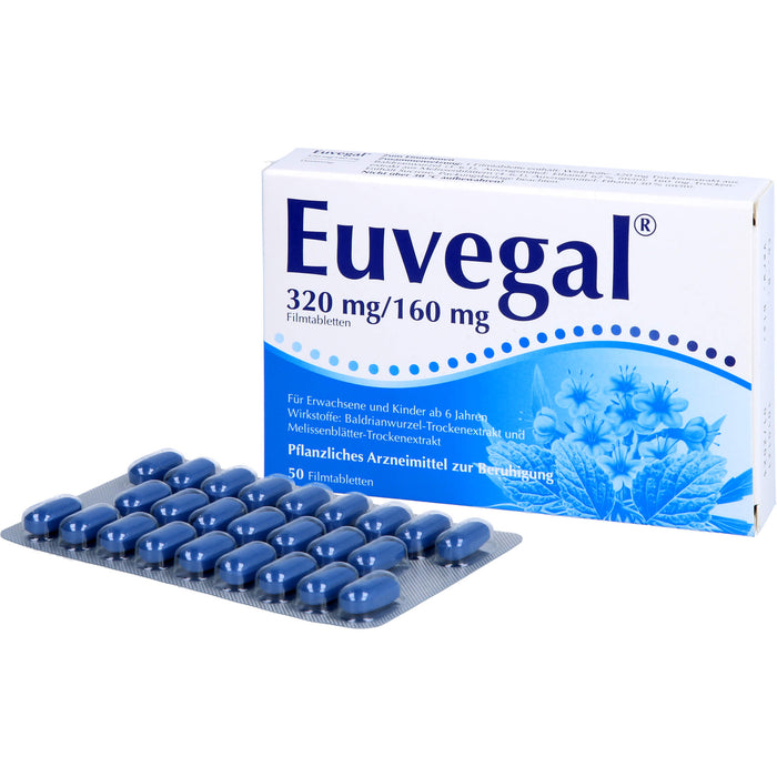Euvegal 320 mg / 160 mg, Filmtabletten zur Beruhigung, 50 St. Tabletten