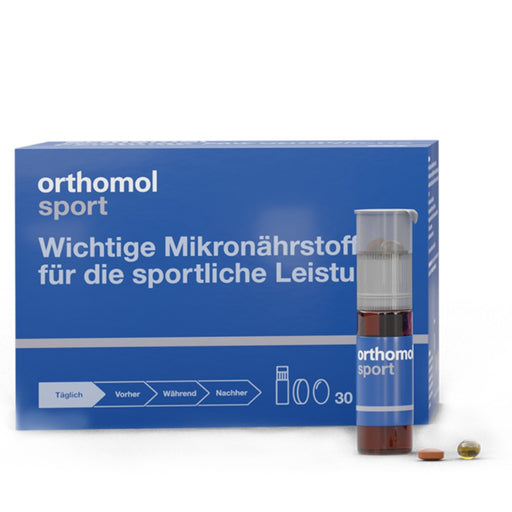 Orthomol Sport - Mikronährstoffe für sportliche Leistung - mit Magnesium, Vitamin D und B12 - Trinkampullen/Tabletten/Kapseln, 30 St. Tagesportionen