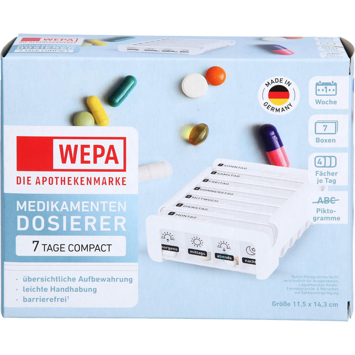 WEPA Medikamentendosierer 7 Tage Compact Wochenmagazin weiß, 1 St. Dosette