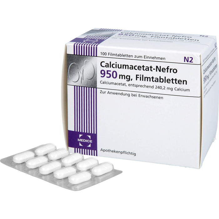 MEDICE Calciumacetat-Nefro 950 mg Filmtabletten, 100 St. Tabletten