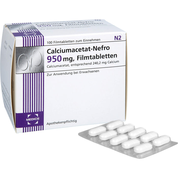 MEDICE Calciumacetat-Nefro 950 mg Filmtabletten, 100 St. Tabletten