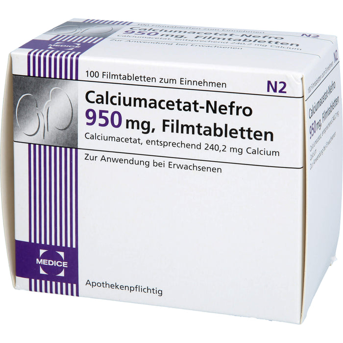 MEDICE Calciumacetat-Nefro 950 mg Filmtabletten, 100 St. Tabletten