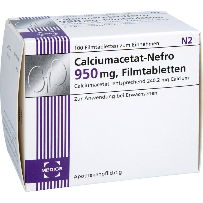 MEDICE Calciumacetat-Nefro 950 mg Filmtabletten, 100 St. Tabletten