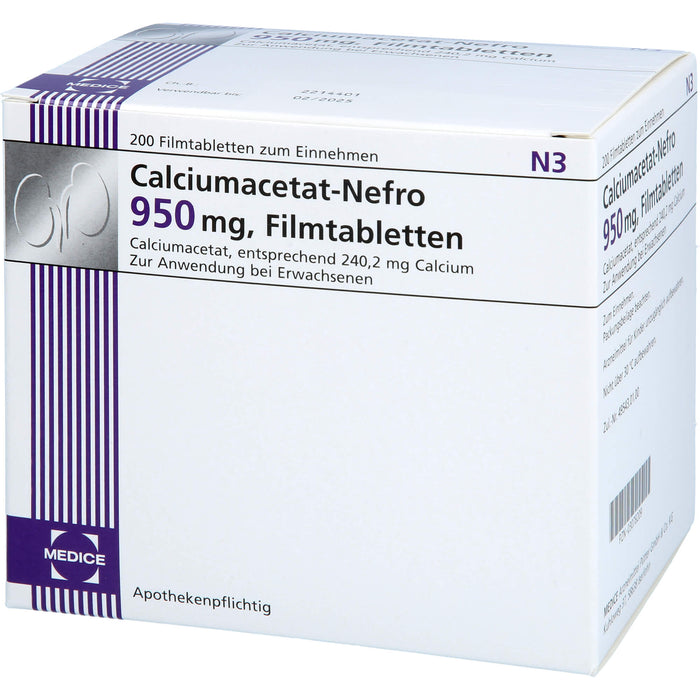 Calciumacetat-Nefro 950 mg, Filmtabletten, 200 St. Tabletten