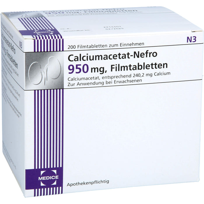 Calciumacetat-Nefro 950 mg, Filmtabletten, 200 St. Tabletten