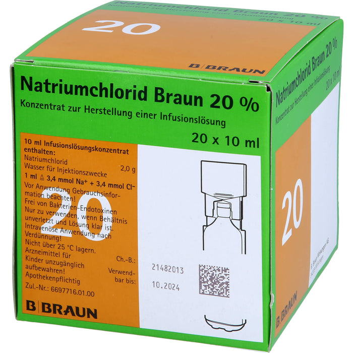 Natriumchlorid Braun 20 % MPC Konzentrat zur Herstellung einer Infusionslösung, Amp. 10 ml, 20X10 ml IFK