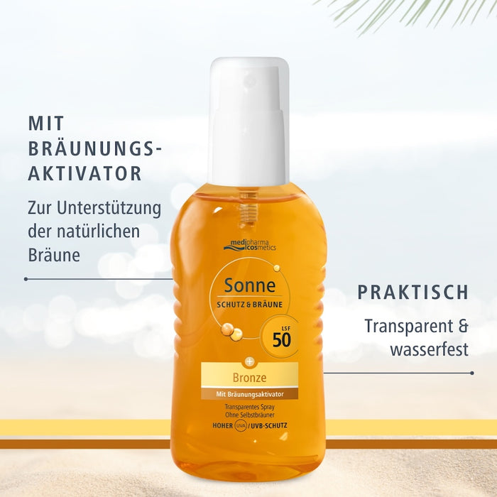 Medipharma Cosmetics Sonne Schutz & Bräune LSF 50 transparentes Spray, 200 ml Lösung