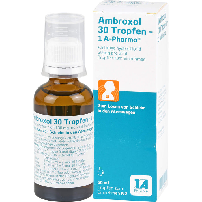 1A Pharma Ambroxol 30 Tropfen zum Lösen von Schleim in den Atemwegen, 50 ml Lösung
