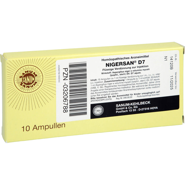SANUM-KEHLBECK Nigersan D7 flüssige Verdünnung, 10 St. Ampullen