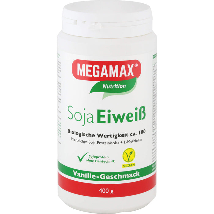 MEGAMAX Soja Eiweiß Pulver Vanille-Geschmack, 400 g Pulver