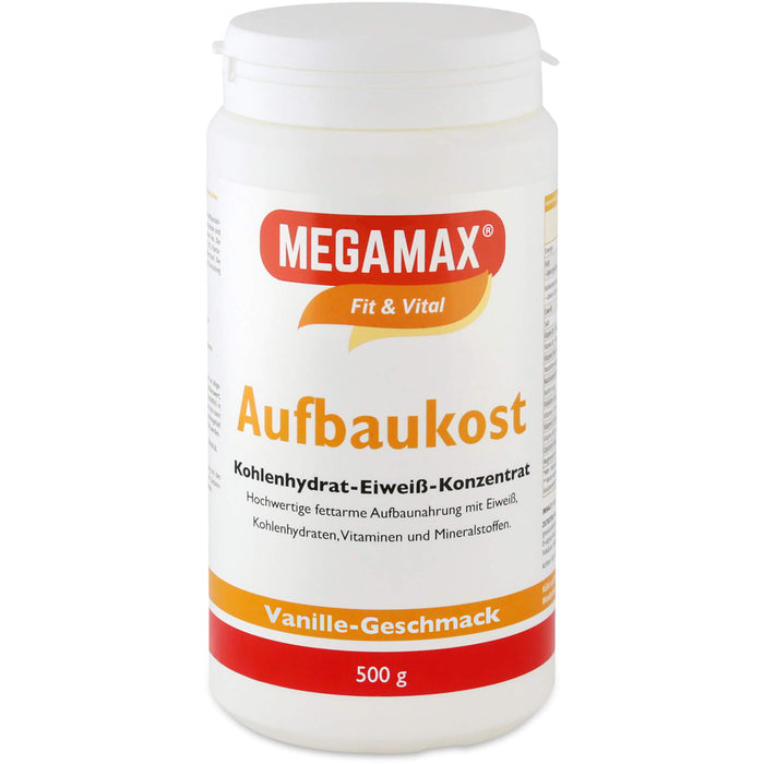 MEGAMAX Fit & Vital Aufbaukost Kohlenhydrat-Eiweiß-Konzentrat Vanille-Geschmack, 500 g Pulver