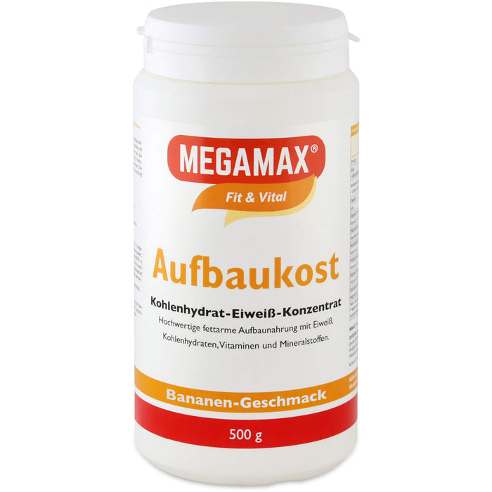 MEGAMAX Fit & Vital Aufbaukost Kohlenhydrat-Eiweiß-Konzentrat Bananen-Geschmack, 500 g Pulver