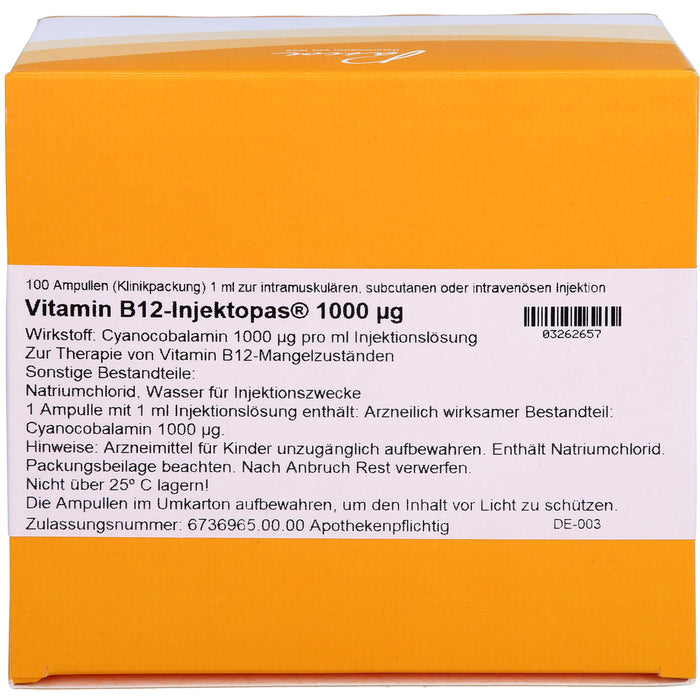 Vitamin B12-Injektopas® 1000 µg, 100X1 ml ILO