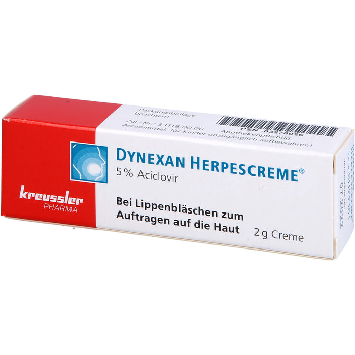 DYNEXAN Herpescreme mit 5 % Aciclovir bei Lippenbläschen, 2 g Creme