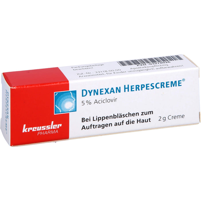 DYNEXAN Herpescreme mit 5 % Aciclovir bei Lippenbläschen, 2 g Creme