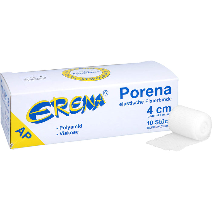 ERENA Porena elastische Fixierbinde 4 cm x 4 m zur Fixierung von Wundauflagen, 10 St. Binde