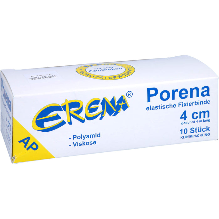 ERENA Porena elastische Fixierbinde 4 cm x 4 m zur Fixierung von Wundauflagen, 10 St. Binde