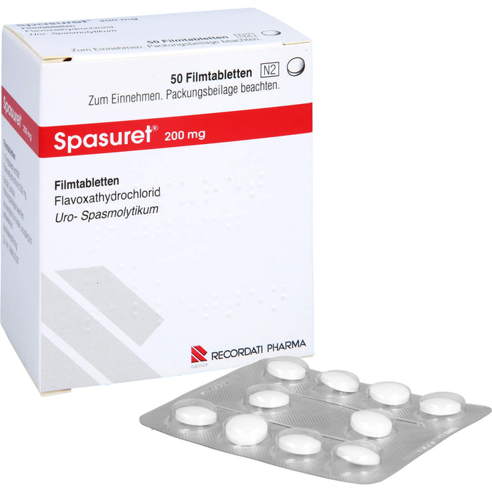 Spasuret 200 mg Filmtabletten zur symptomatischen Behandlung von häufigem Wasserlassen, 50 St. Tabletten