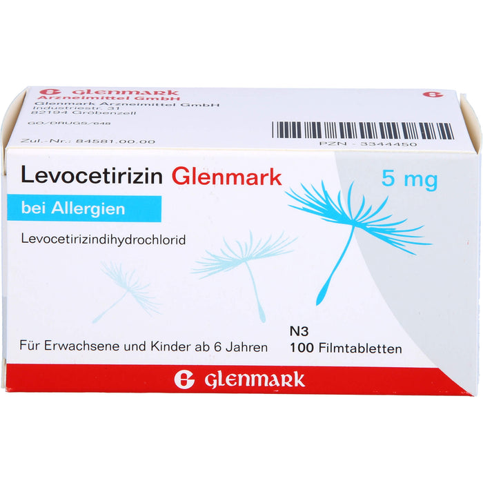 Glenmark Levocetirizin 5 mg Filmtabletten bei Allergien, 100 St. Tabletten