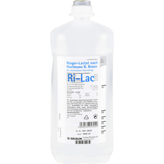 B. BRAUN Ringer-Lactat nach Hartmann Infusionslösung 1000 ml, 10 St. Lösung