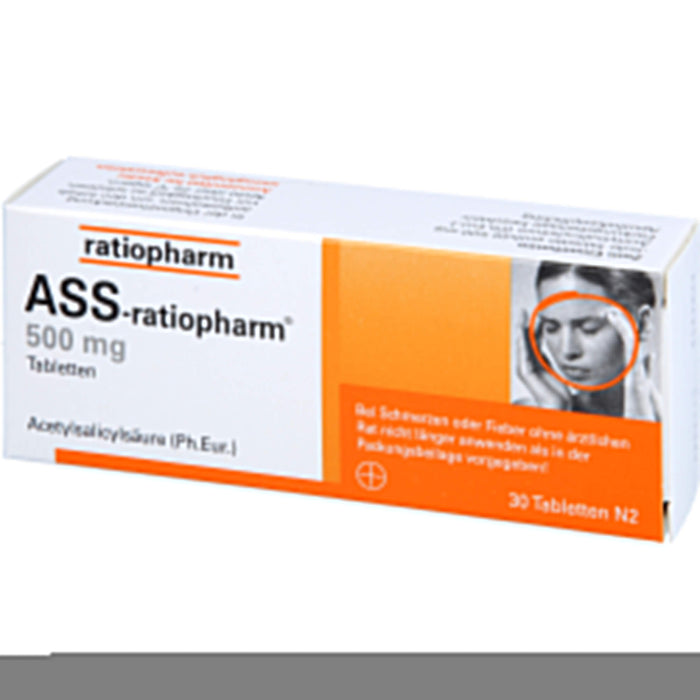ASS-ratiopharm 500 mg Tabletten bei Schmerzen und Fieber, 30 St. Tabletten