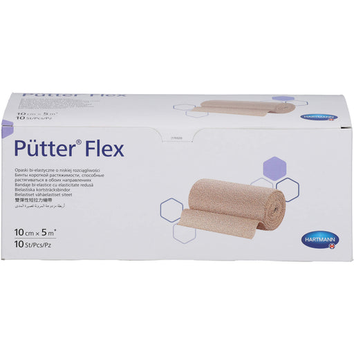 PütterFlex Binde 10 cm x 5 m besonders dünne bi-elastische Kurzzugbinde, 10 St. Binde
