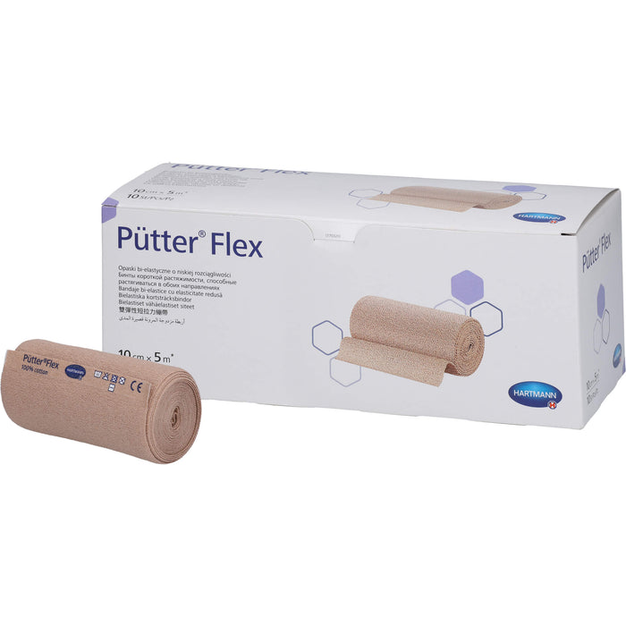 PütterFlex Binde 10 cm x 5 m besonders dünne bi-elastische Kurzzugbinde, 10 St. Binde