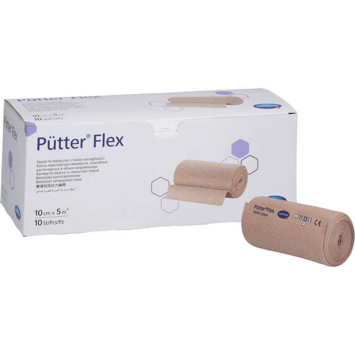 PütterFlex Binde 10 cm x 5 m besonders dünne bi-elastische Kurzzugbinde, 10 St. Binde