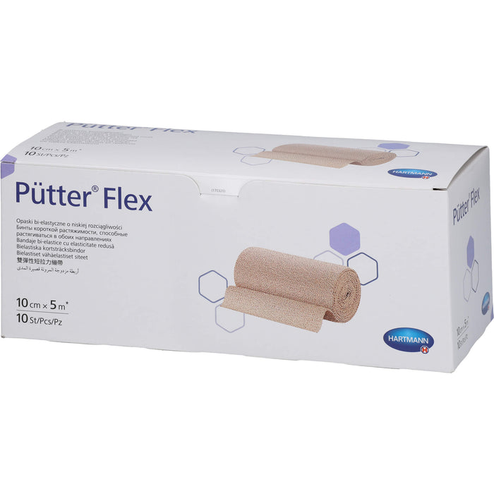 PütterFlex Binde 10 cm x 5 m besonders dünne bi-elastische Kurzzugbinde, 10 St. Binde