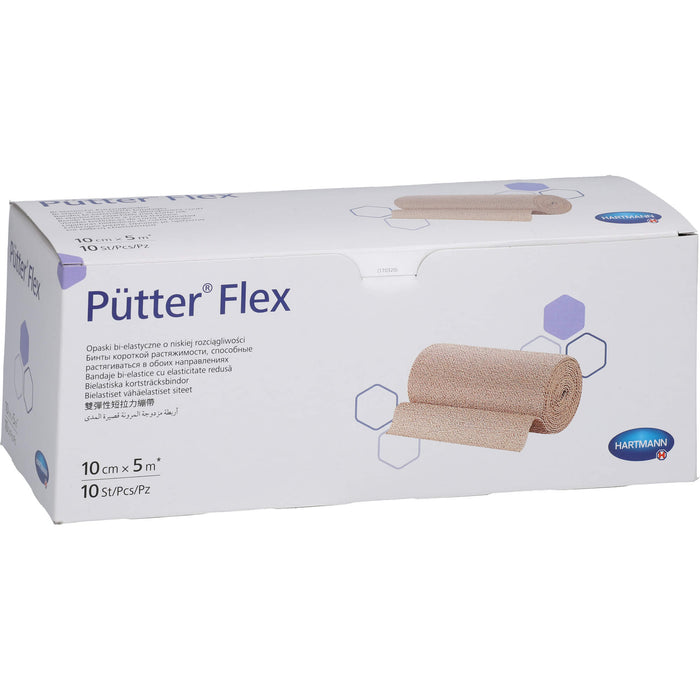 PütterFlex Binde 10 cm x 5 m besonders dünne bi-elastische Kurzzugbinde, 10 St. Binde