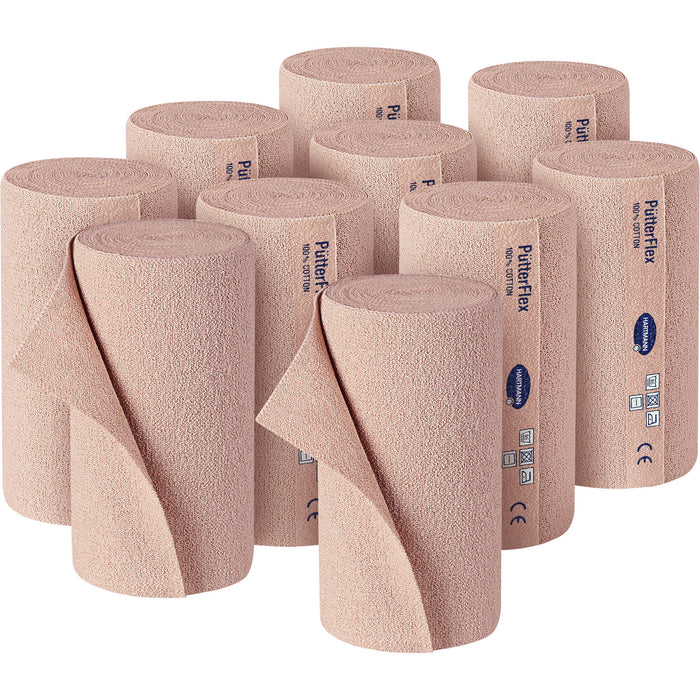 PütterFlex Binde 10 cm x 5 m besonders dünne bi-elastische Kurzzugbinde, 10 St. Binde