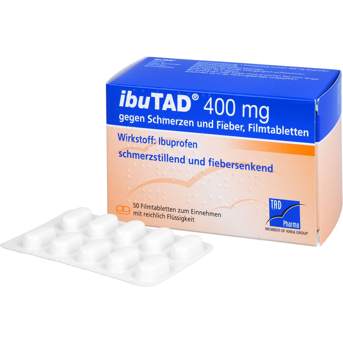 ibuTAD 400 mg Filmtabletten gegen Schmerzen und Fieber, 50 St. Tabletten