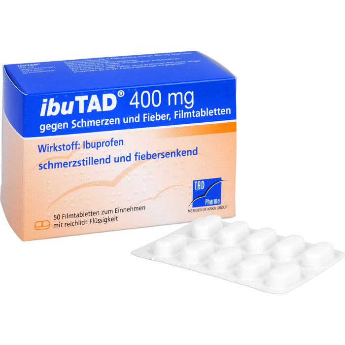 ibuTAD 400 mg Filmtabletten gegen Schmerzen und Fieber, 50 St. Tabletten