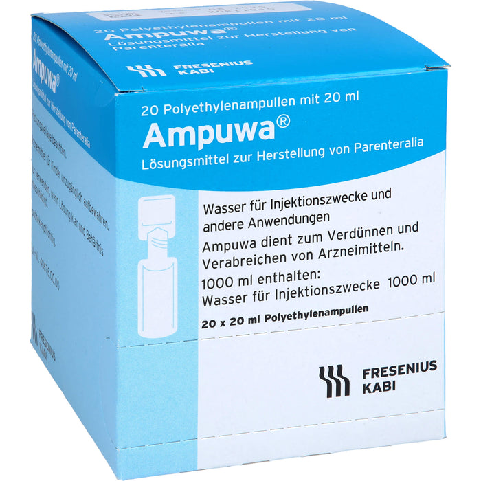 Ampuwa®, Lösungsmittel zur Herstellung von Parenteralia Polyethylenampullen, 20 ml, 400 ml Lösung