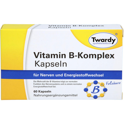 Twardy Vitamin B-Komplex Kapseln für Nerven und Energiestoffwechsel, 60 St. Kapseln