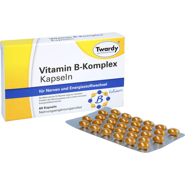 Twardy Vitamin B-Komplex Kapseln für Nerven und Energiestoffwechsel, 60 St. Kapseln