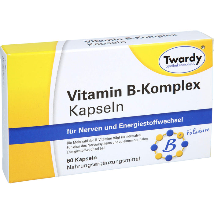 Twardy Vitamin B-Komplex Kapseln für Nerven und Energiestoffwechsel, 60 St. Kapseln