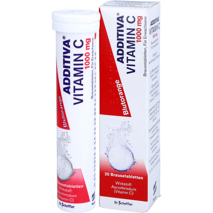 ADDITIVA Vitamin C 1000 mg Blutorange Brausetabletten, 20 pcs. Tablets