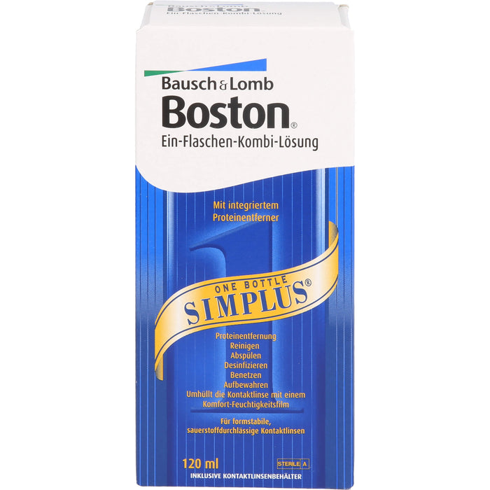 Boston Simplus Lösung mit integriertem Proteinentferner für alle harten Kontaktlinsen, 120 ml Lösung