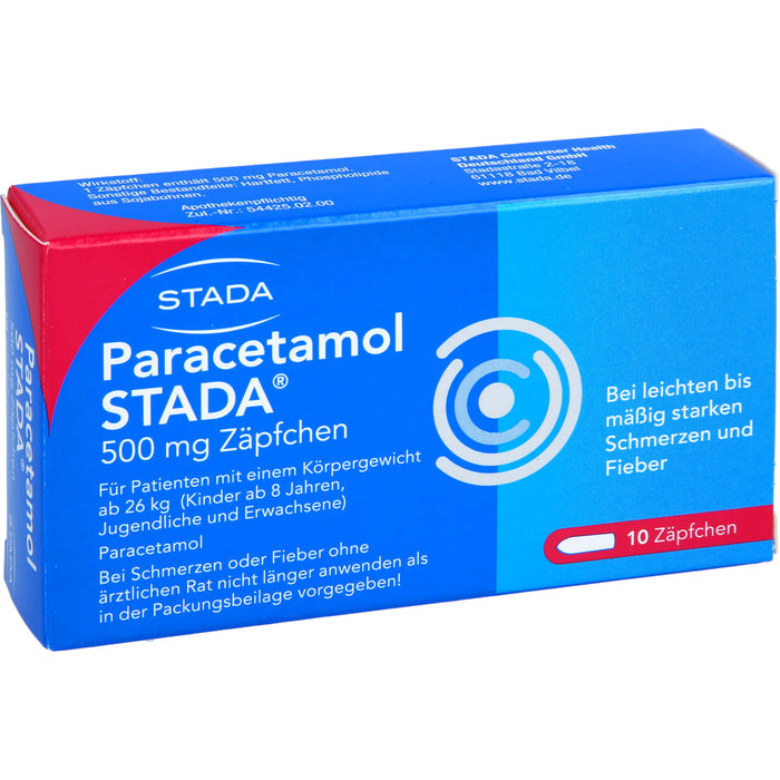 Paracetamol STADA 500 mg Zäpfchen bei Schmerzen und Fieber, 10 St. Zäpfchen
