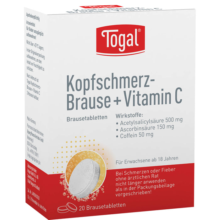 Togal Kopfschmerz-Brause + Vitamin C Brausetabletten, 20 St. Tabletten