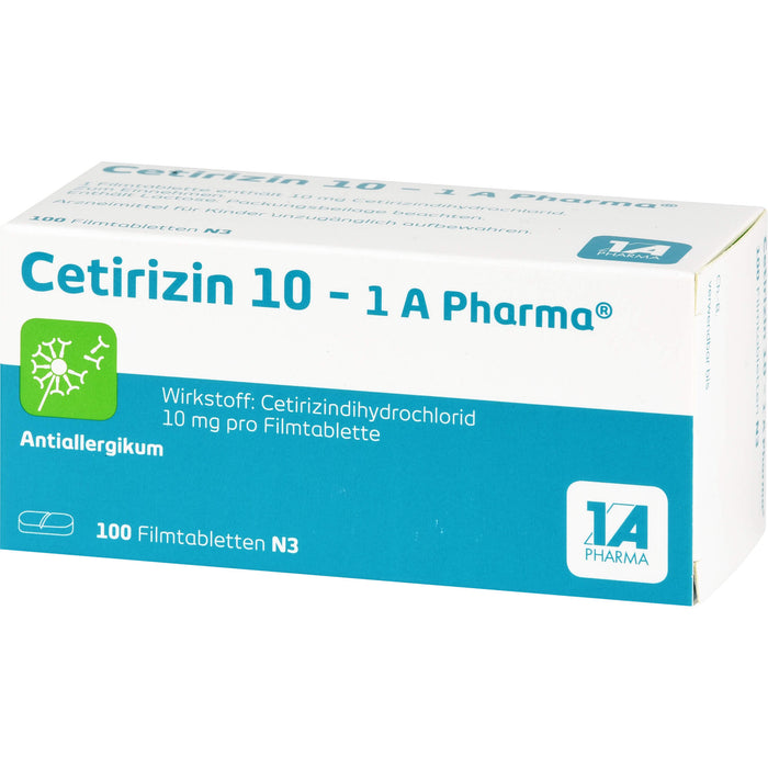 Cetirizin 10 - 1 A Pharma , 10 mg Filmtabletten, 100 St. Tabletten
