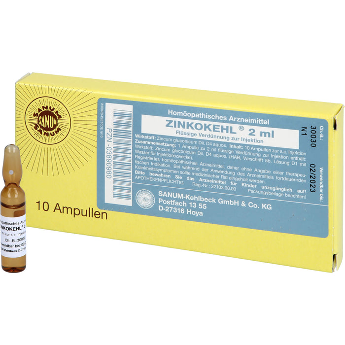 SANUM-KEHLBECK Zinkokehl D4 flüssige Verdünnung, 10 St. Ampullen