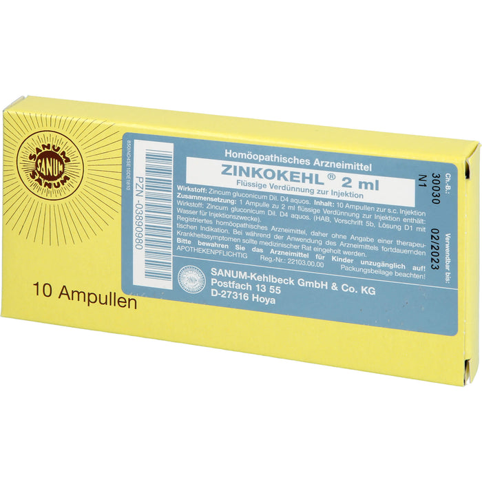 SANUM-KEHLBECK Zinkokehl D4 flüssige Verdünnung, 10 St. Ampullen