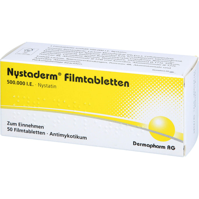 Dermapharm Nystaderm Filmtabletten bei nystatinempfindlicher Hefepilzinfektionen, 50 St. Tabletten